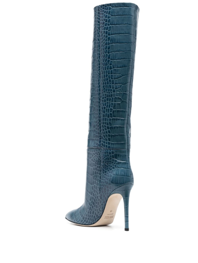 Shop Paris Texas Leather Crocodile-embossed Boots In Blue