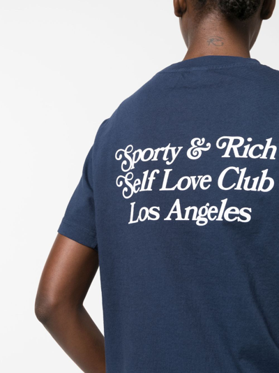 Shop Sporty And Rich Self Love Club Cotton T-shirt In Blue