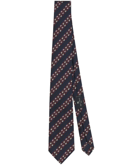 Shop Etro Geometric-pattern Silk Tie In Blue