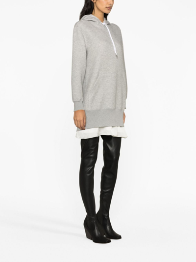 Shop Sacai Long-sleeve Zipped Hoodie Dress In Grey