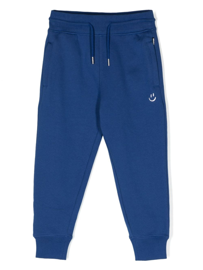 Shop Molo Logo-embroidered Organic Cotton Pants In Blue