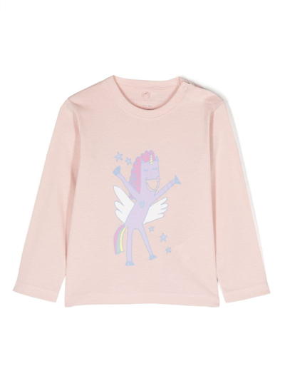 Shop Stella Mccartney Unicorn-print Long-sleeved T-shirt In Pink