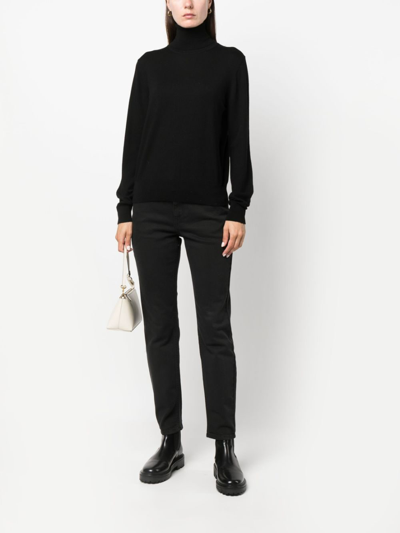 P.a.r.o.s.h Fine-knit Roll-neck Sweatshirt In Black