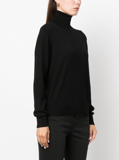 Shop P.a.r.o.s.h Fine-knit Roll-neck Sweatshirt In Black