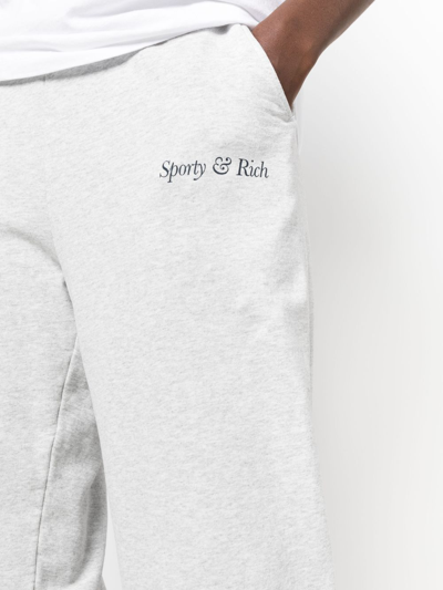 Shop Sporty And Rich Mélange Logo-print Track Pants In Grey