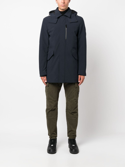 Woolrich Logo-patch Padded Coat In Blue