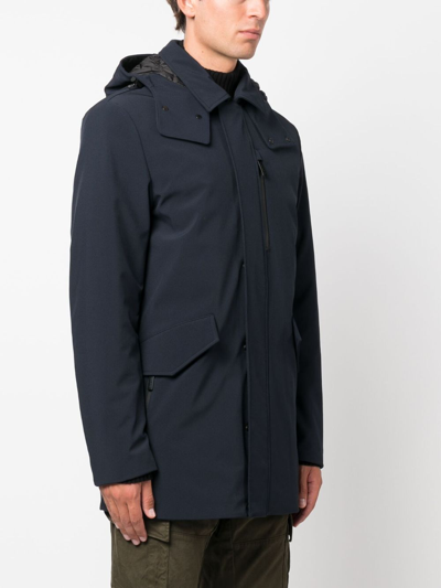Woolrich Logo-patch Padded Coat In Blue
