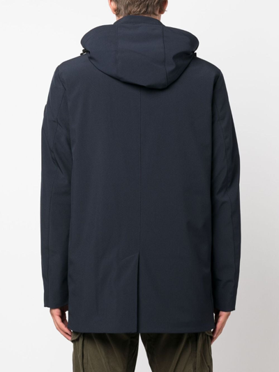 Woolrich Logo-patch Padded Coat In Blue