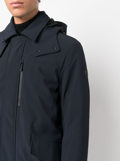 Woolrich Logo-patch Padded Coat In Blue