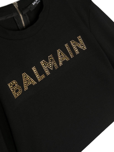 Shop Balmain Logo-embellished Long-sleeved T-shirt In Black