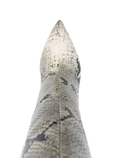PARIS TEXAS SNAKESKIN-PRINT 90MM POINTED-TOE LEATHER BOOTS 