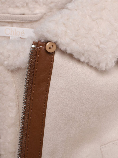 Shop Chloé Two-tone Zip-up Hooded Coat In Neutrals