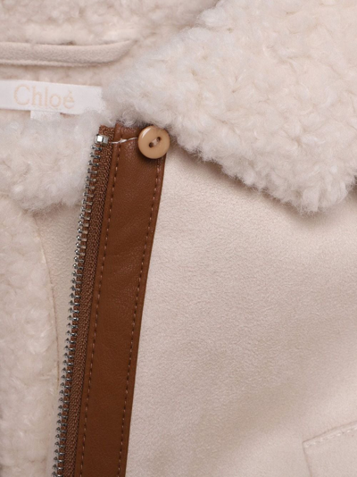 Chloé Two-tone Zip-up Hooded Coat In Neutrals