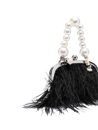 Monnalisa Feather-detailing Clutch Bag In Black