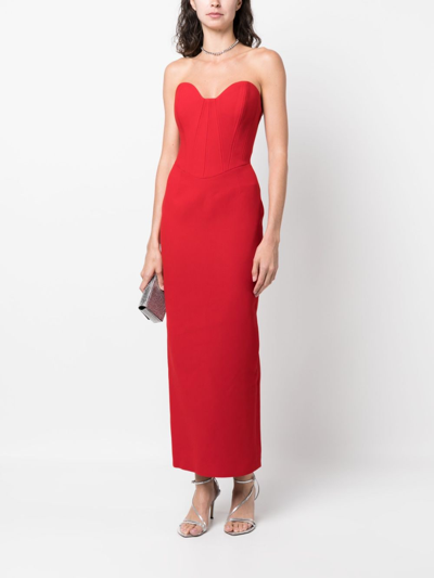 Shop The New Arrivals Ilkyaz Ozel Bustier-style Maxi Dress In Red