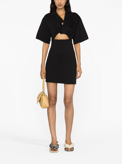 Jacquemus Bahia Twisted Cut-out Mini Dress In Black