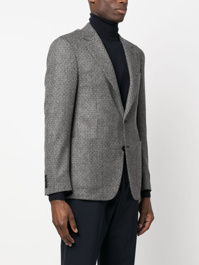 Shop Canali Single-breasted Wool-blend Blazer In Grey