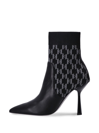 Shop Karl Lagerfeld Monogram Ankle Boots In Black