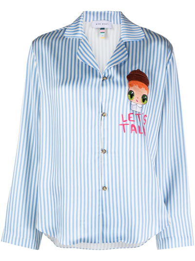 Shop Mira Mikati X Javier Calleja Striped Satin Shirt In White