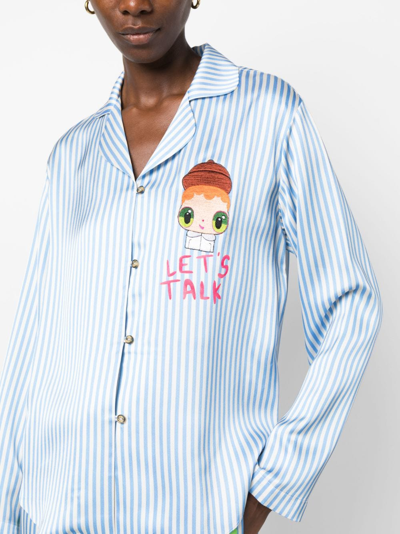 Shop Mira Mikati X Javier Calleja Striped Satin Shirt In White