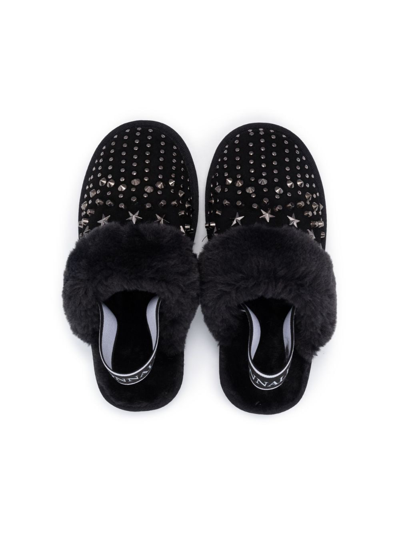 Shop Monnalisa Stud-embellished Slingback Slippers In Black