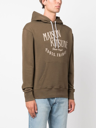 Maison Kitsuné Palais Royal Logo-print Cotton-jersey Hoodie In Green
