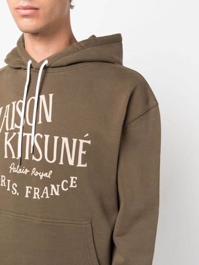 Maison Kitsuné Palais Royal Logo-print Cotton-jersey Hoodie In Green