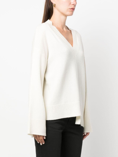 P.a.r.o.s.h Asymmetric V-neck Sweatshirt In White