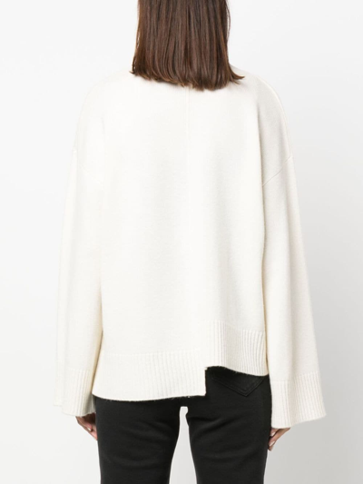 P.a.r.o.s.h Asymmetric V-neck Sweatshirt In White