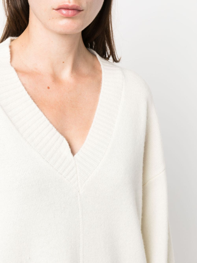 P.a.r.o.s.h Asymmetric V-neck Sweatshirt In White