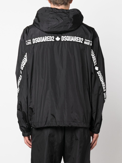 Shop Dsquared2 Logo-tape Detail Windbreaker Jacket In Black