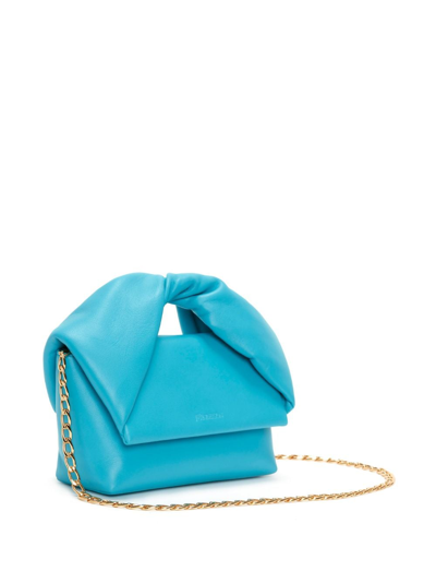 Shop Jw Anderson Medium Twister Leather Bag In Blue