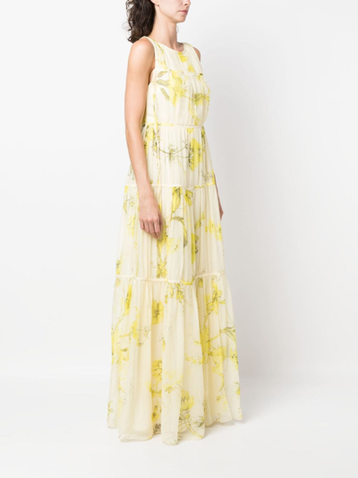 Shop Erdem Isla Floral-print Maxi Dress In Neutrals