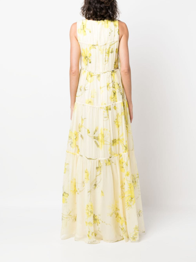 Shop Erdem Isla Floral-print Maxi Dress In Neutrals