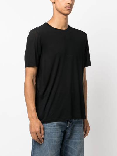 Saint Laurent Logo-embroidered Jersey T-shirt In Black
