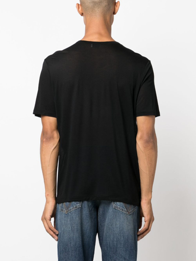 Saint Laurent Logo-embroidered Jersey T-shirt In Black