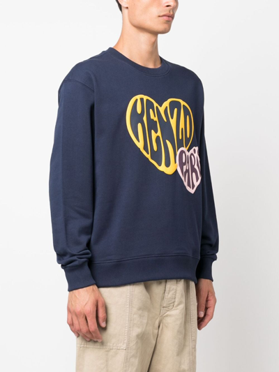 Shop Kenzo Logo-print Cotton Sweatshirt In Blue