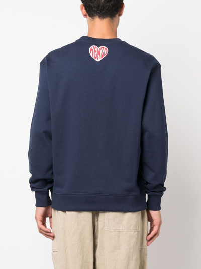 Shop Kenzo Logo-print Cotton Sweatshirt In Blue