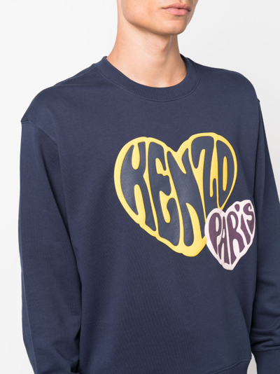 Shop Kenzo Logo-print Cotton Sweatshirt In Blue