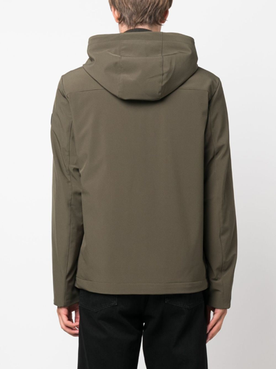 Woolrich Logo-patch Zip-up Hooded Jacket In Green