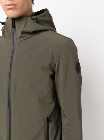 Woolrich Logo-patch Zip-up Hooded Jacket In Green