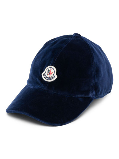Shop Moncler Logo-appliqué Cotton Baseball Cap In Blue