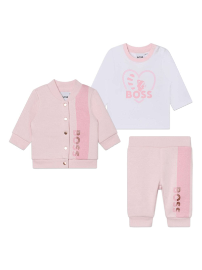 Shop Bosswear Logo-print Organic-cotton Set In Pink Pale