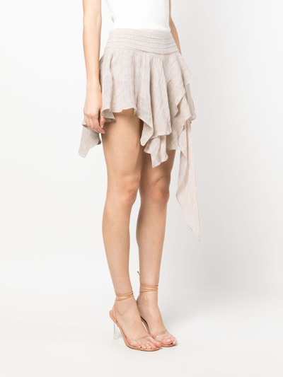 Shop Pnk Draped Linen Miniskirt In Neutrals