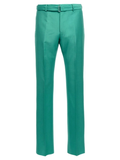 Shop Lanvin Belted Pants In Green