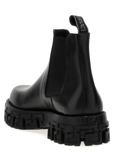 Shop Versace Greca Boots, Ankle Boots In Black