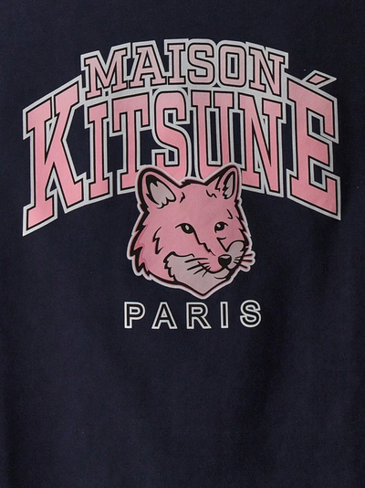 Shop Maison Kitsuné Logo Print T-shirt Blue
