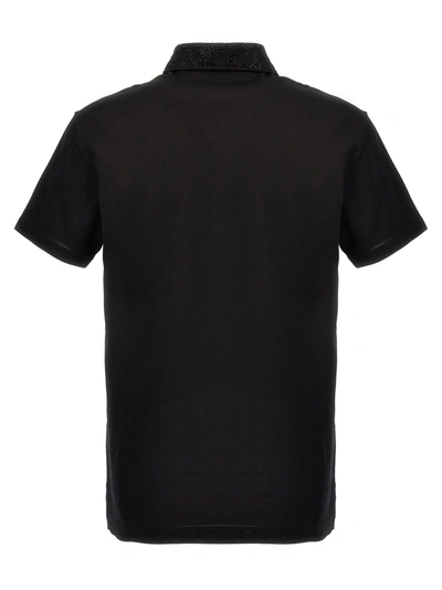 Shop Versace Logo Sequin  Shirt Polo Black