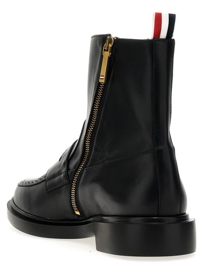 Shop Thom Browne Penny Loafer Boots, Ankle Boots In Black