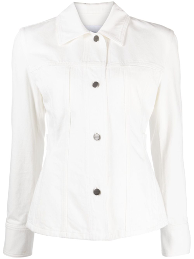Shop Ferragamo Fitted-waistline Denim Jacket In 白色